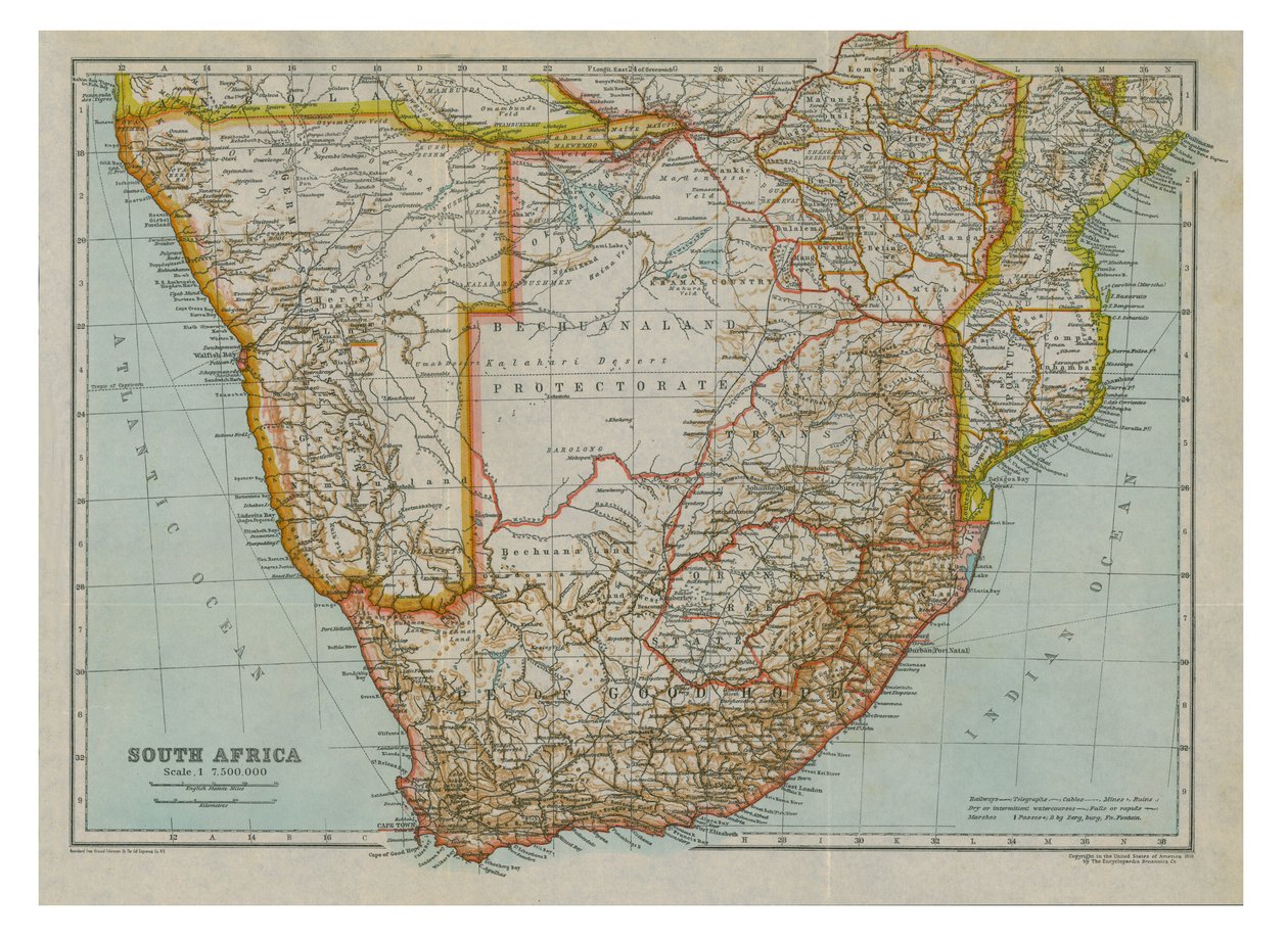 Mapa jižní jižní Afriky, c1910 od Gull Engraving Company