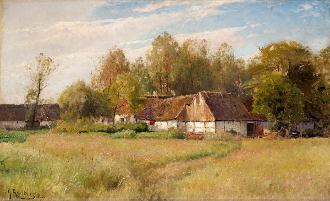 Farma ve Falsterbu s kvetoucí loukou od Gustaf Rydberg