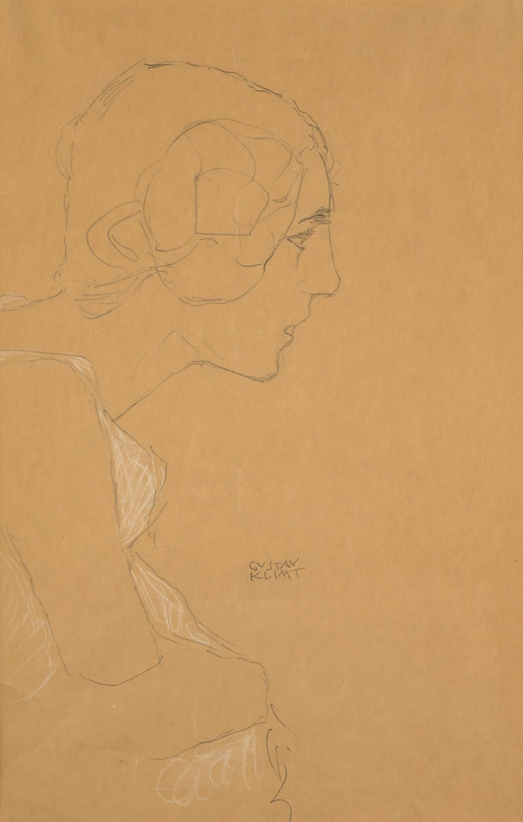 Koleno v profilu vpravo od Gustav Klimt