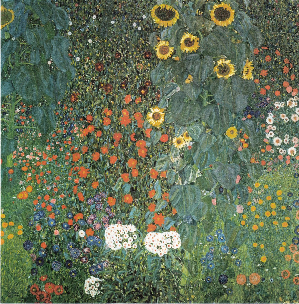 Chatová zahrada se slunečnicemi od Gustav Klimt
