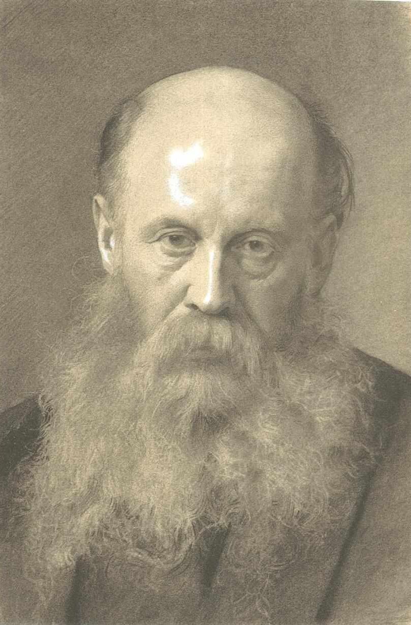 Poloviční portrét vousatého muže zepředu od Gustav Klimt