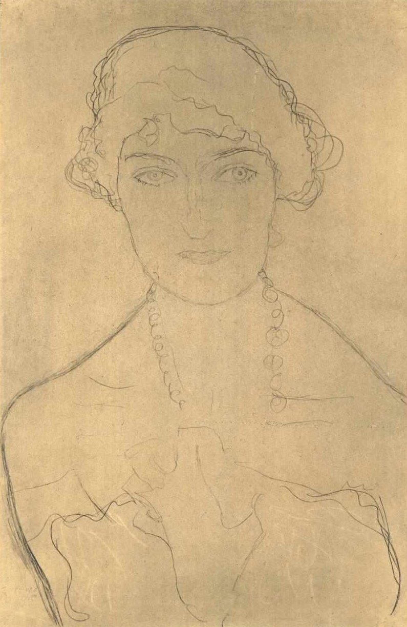 Poloviční portrét zepředu s náhrdelníkem od Gustav Klimt