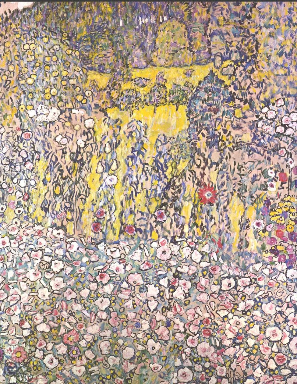 Zahradní krajina s vrcholem kopce od Gustav Klimt