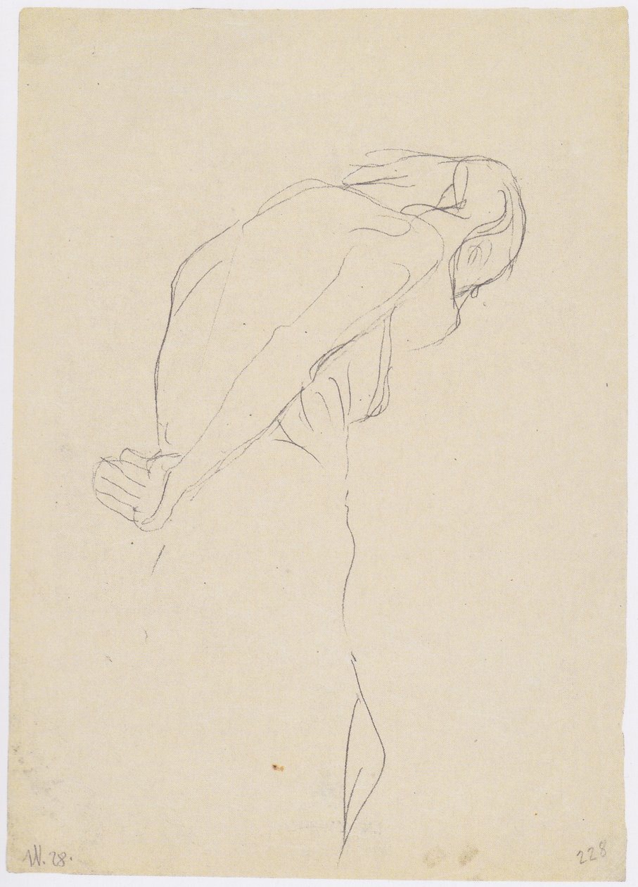 Nahý stařík se sklonil doprava od Gustav Klimt