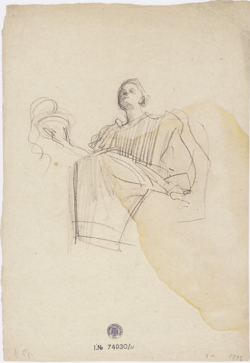 Hygieia sedící vlevo, miska s Asklépiovým hadem. od Gustav Klimt