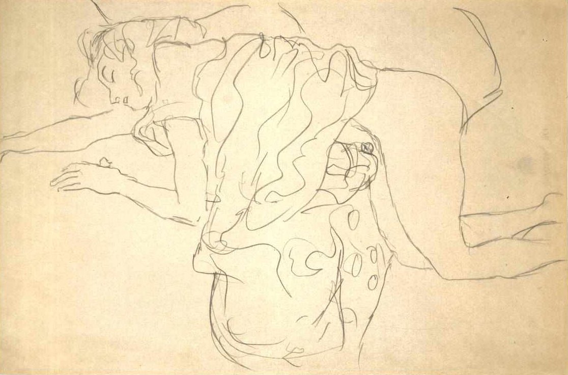 Napůl nahý klečící doleva od Gustav Klimt