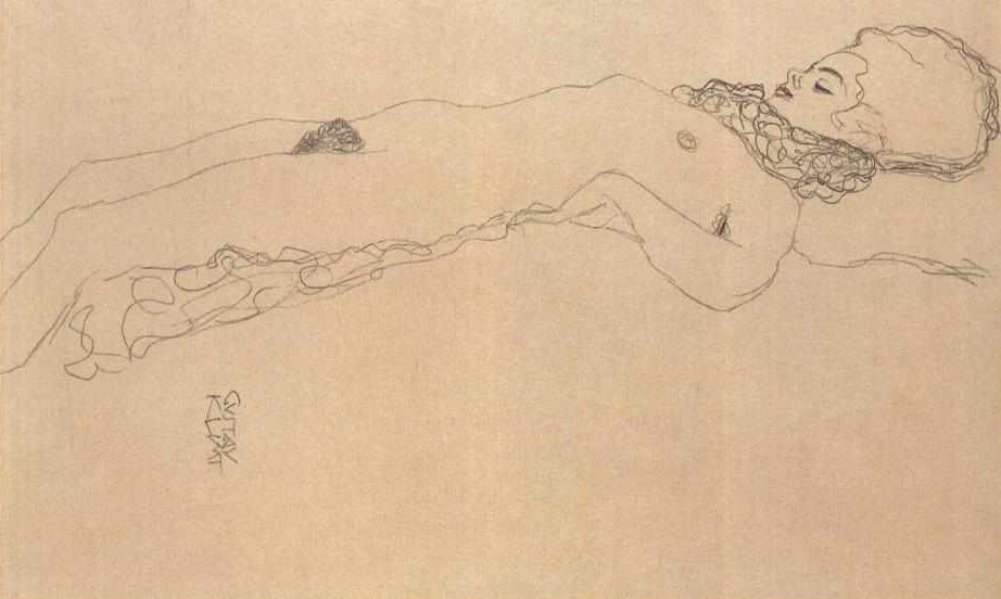 Ležící akt od Gustav Klimt