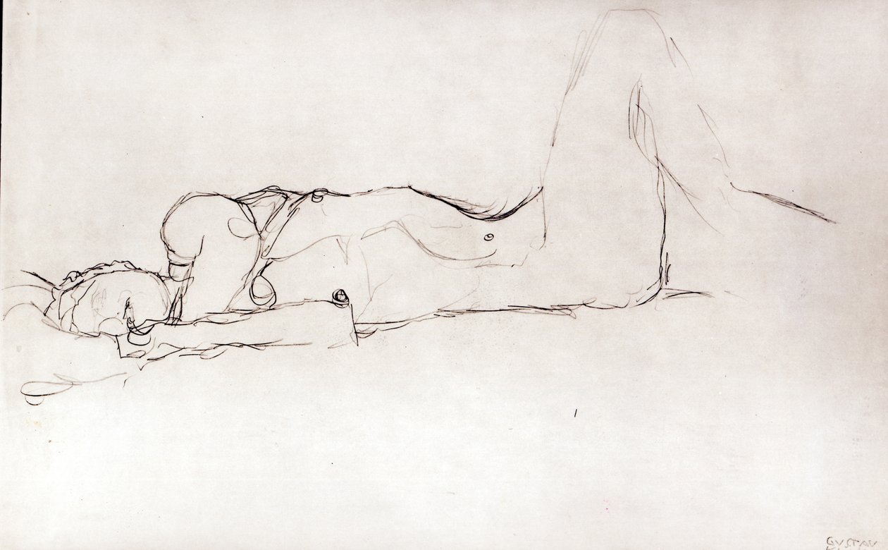 Nahá žena v posteli, kolem roku 1914 od Gustav Klimt