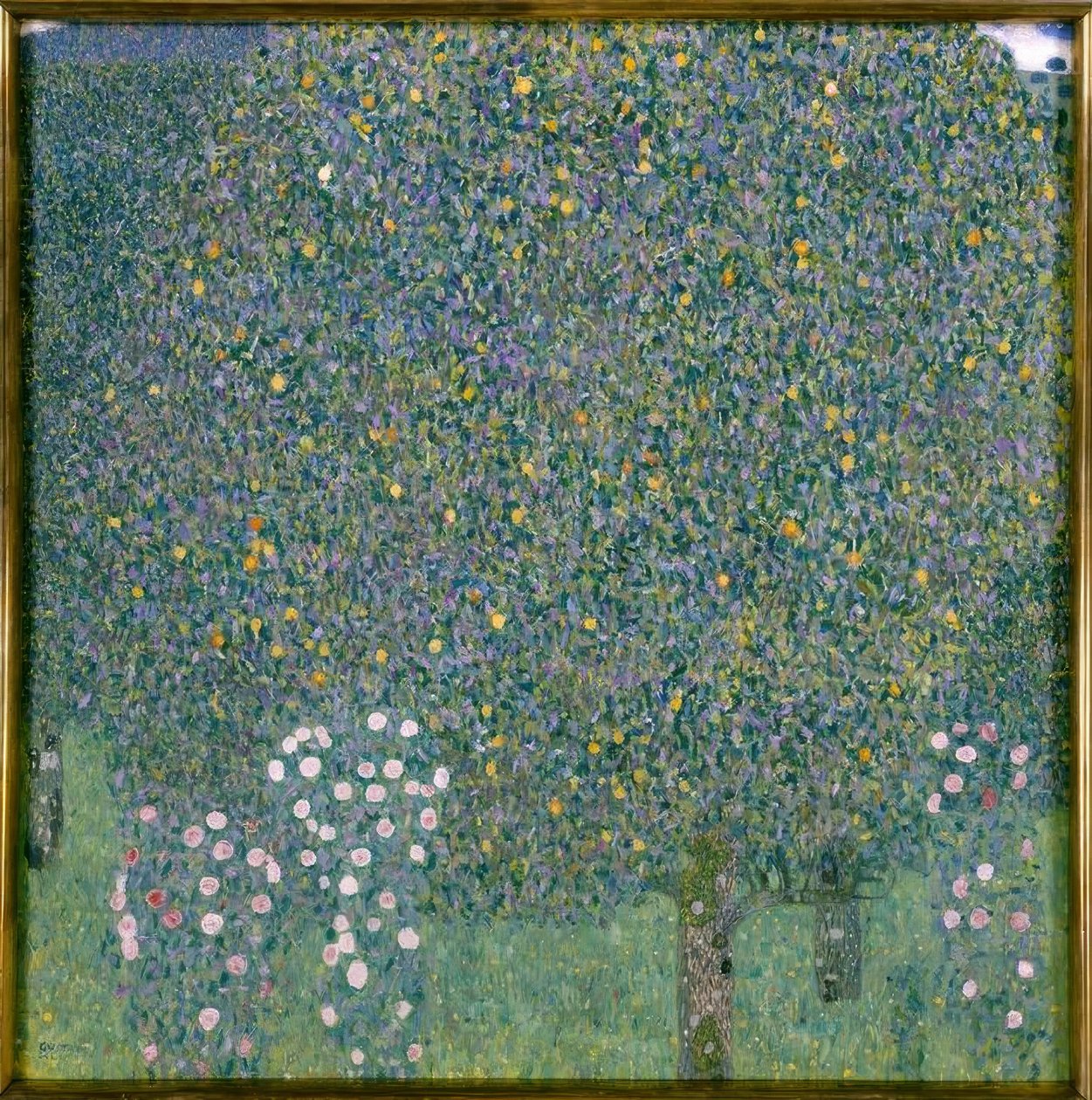 Růžové keře pod stromy od Gustav Klimt