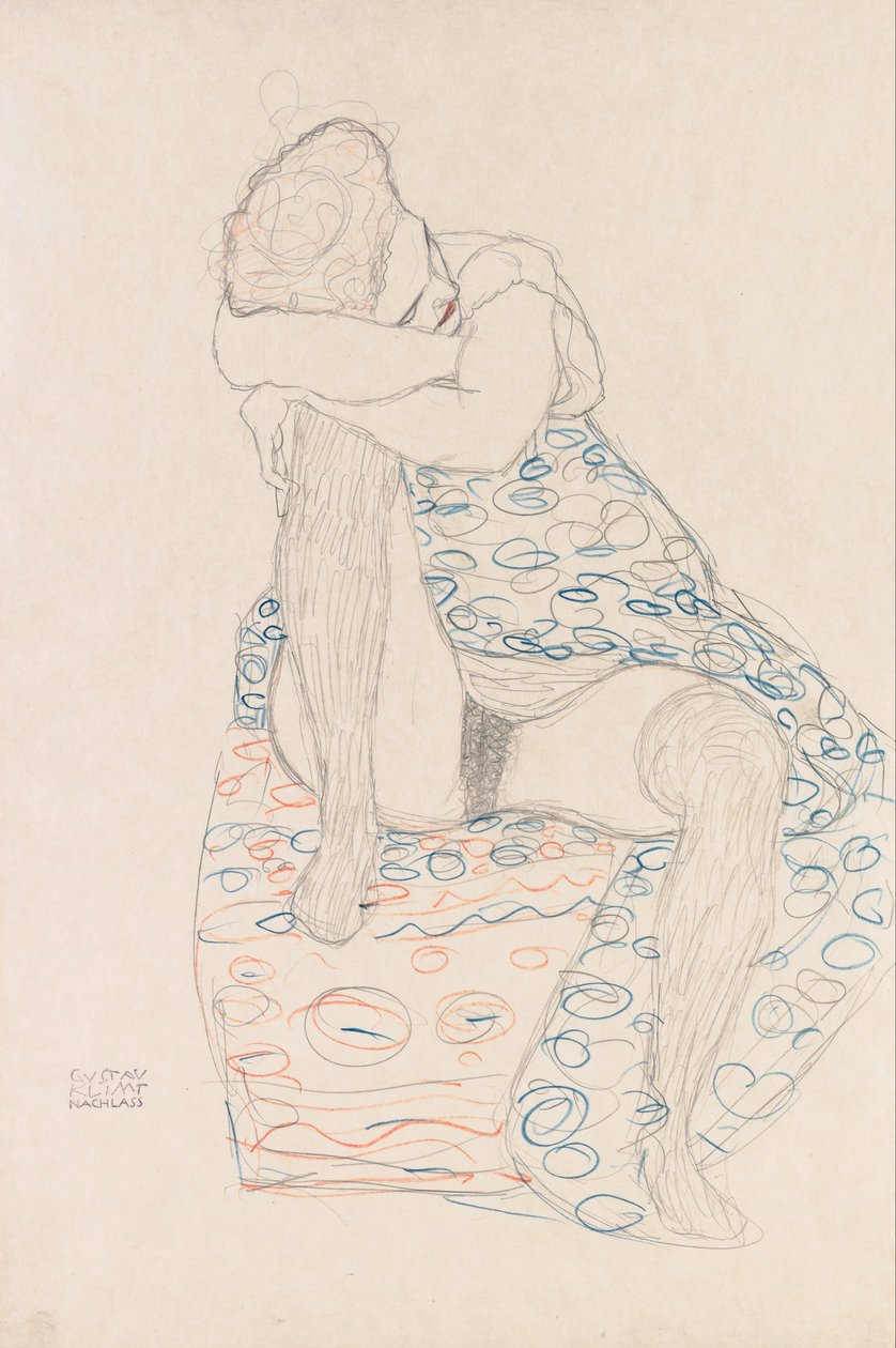 Sedící postava s nasbíranou sukní od Gustav Klimt