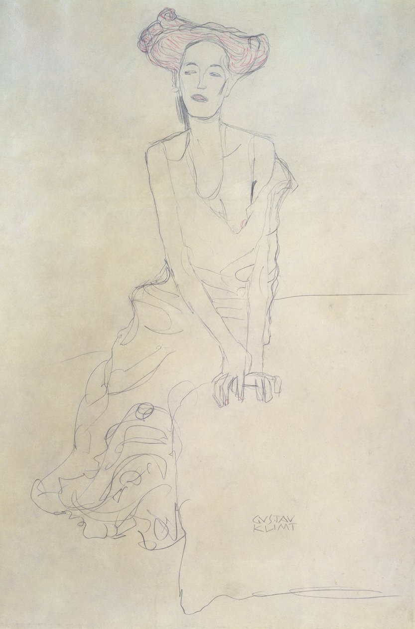 Sedící žena, 1908 (tužka a pastel) od Gustav Klimt