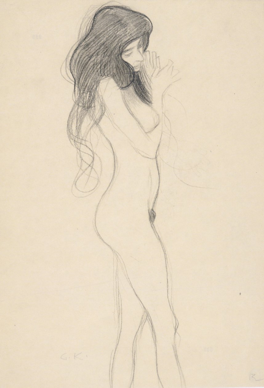 Stojící žena nahá napravo od Gustav Klimt