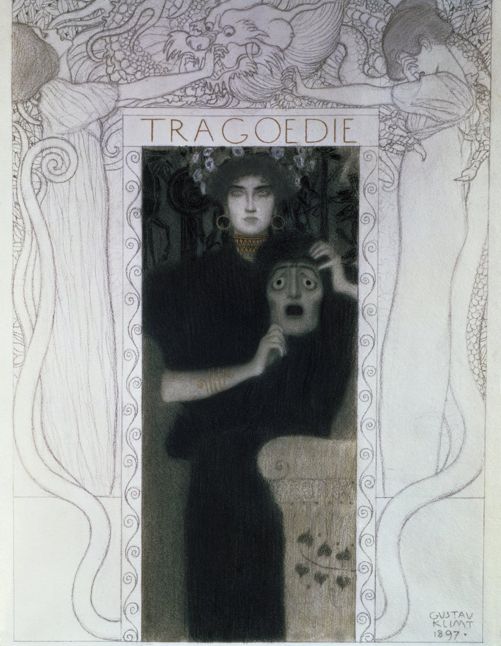Tragédie, 1897 (kresba) od Gustav Klimt