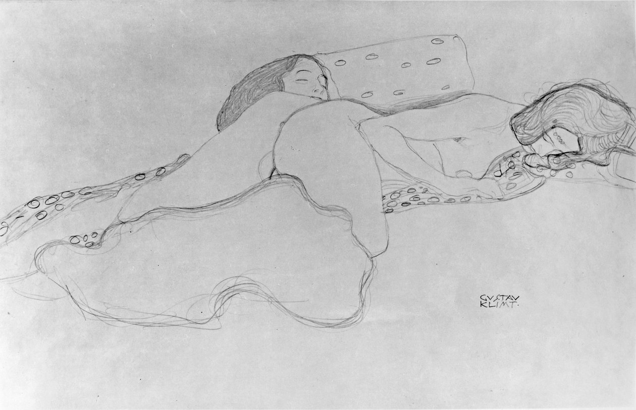 Dvě ženy spí od Gustav Klimt