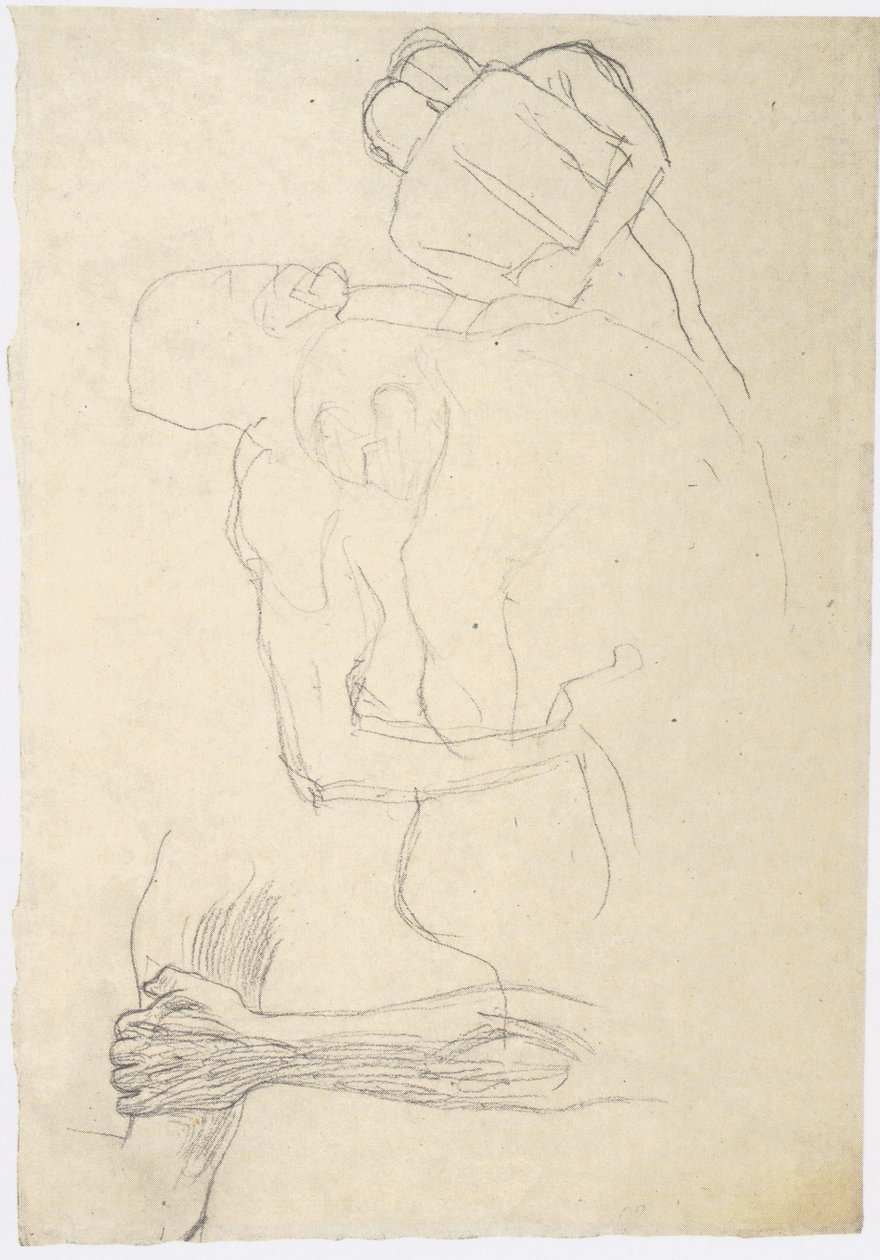 Dva páry zápasníků, podrobná studie od Gustav Klimt