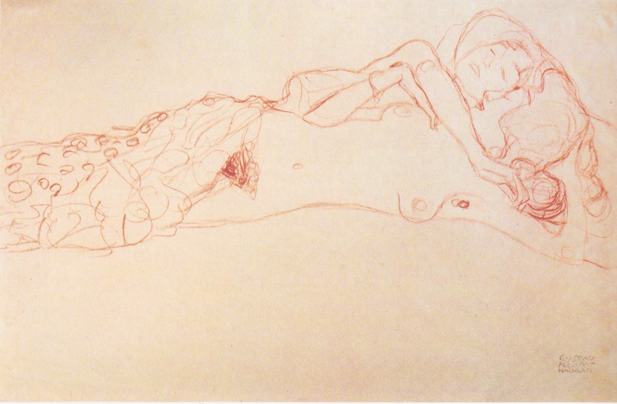 Dva akty ležící na zádech od Gustav Klimt
