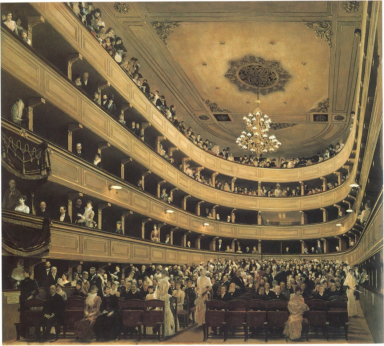 Hlediště ve starém burgtheatru ve Vídni od Gustav Klimt