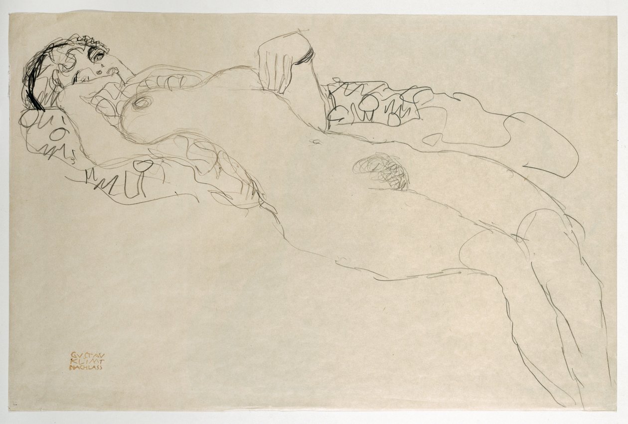 Ženský akt otočený doleva od Gustav Klimt