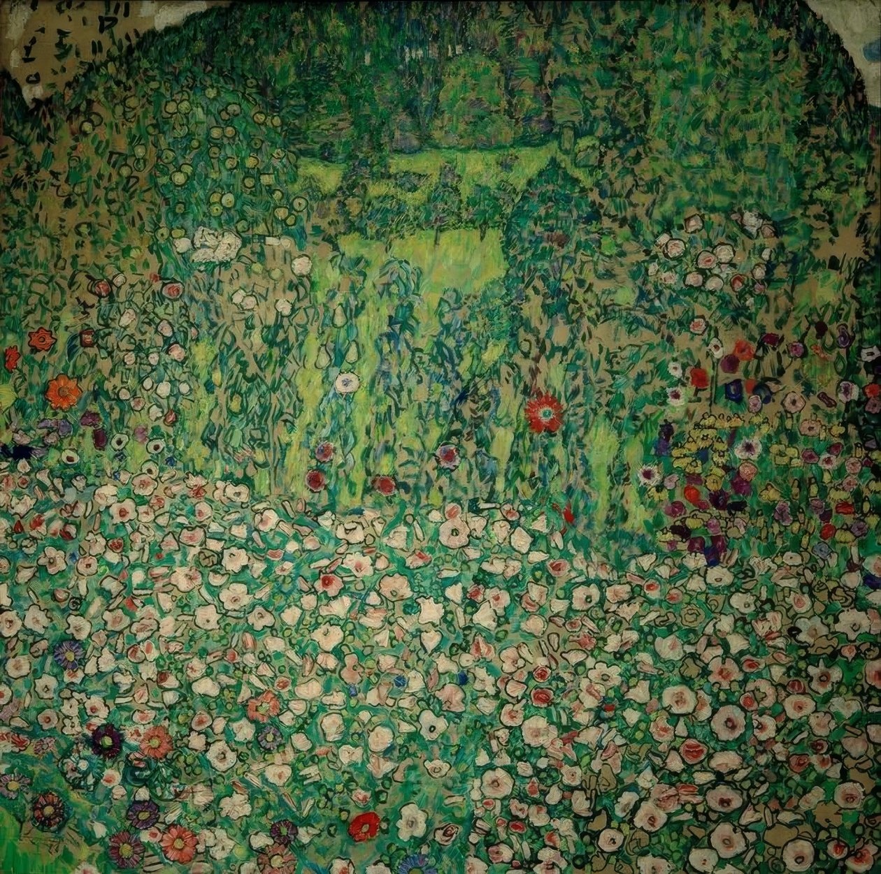 Zahradní krajina s vrcholem kopce od Gustav Klimt