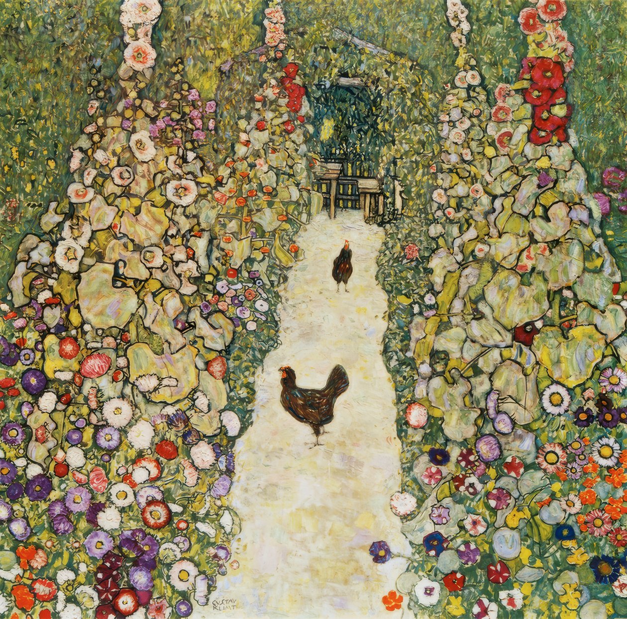 Zahradní cesta s kuřaty od Gustav Klimt