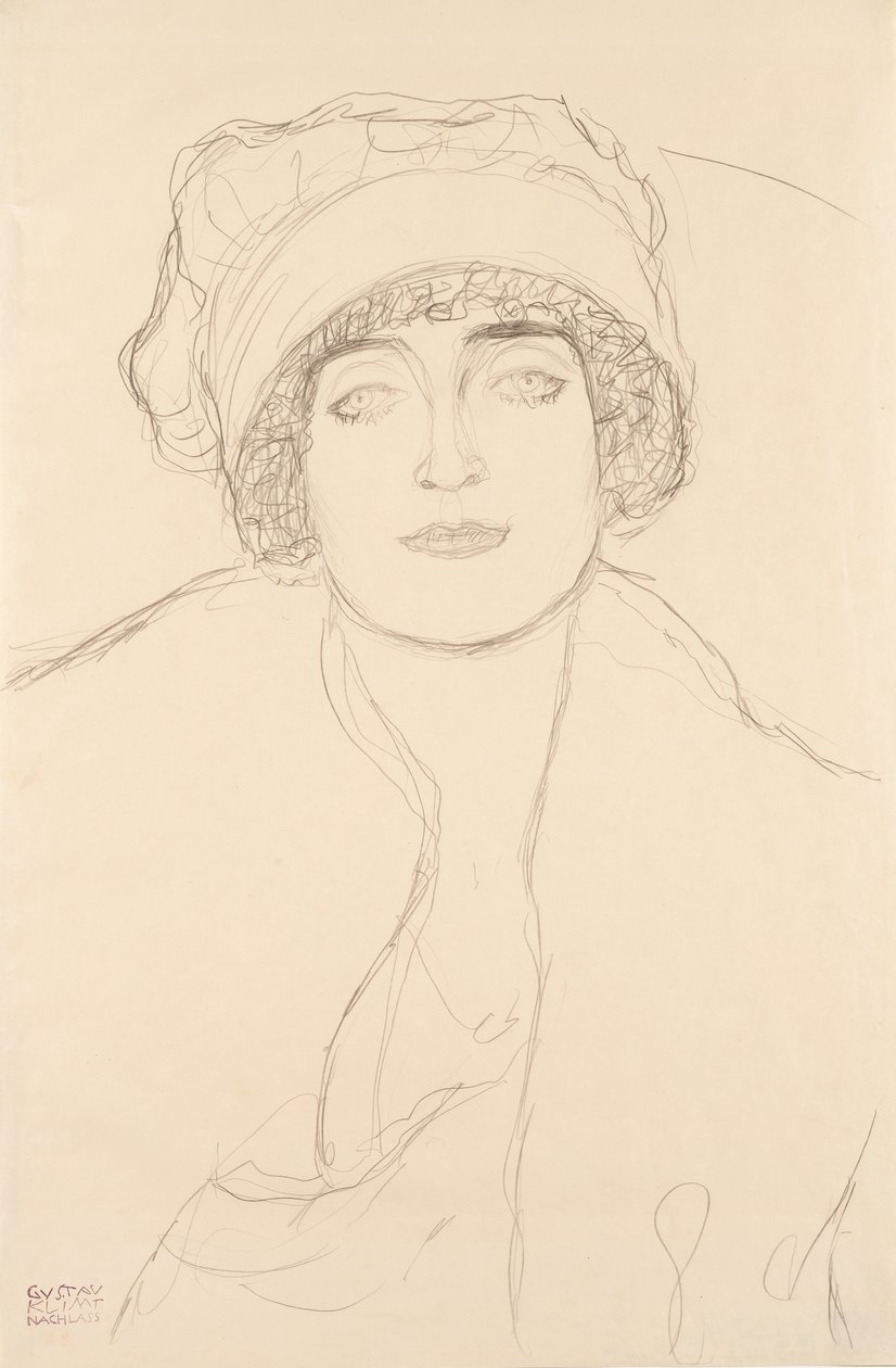 Portrét v klobouku, 1917-118 od Gustav Klimt