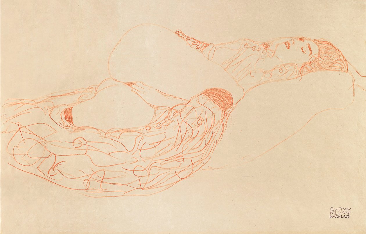 Polonahá masturbace vleže, 1912-1913 od Gustav Klimt