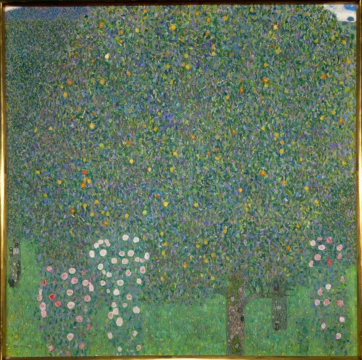 Růžové keře pod stromy od Gustav Klimt
