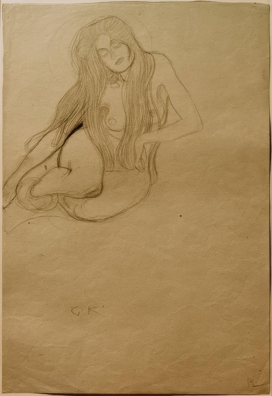 Studujte chtíč v Beethovenově vlysu od Gustav Klimt