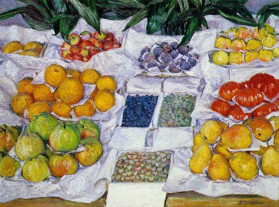 Ovoce na displeji od Gustave Caillebotte