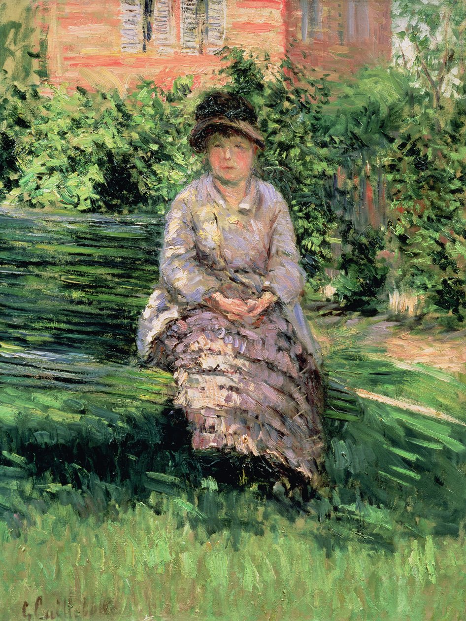 Madame Renoirová (1860-1915) v zahradě v Petit-Gennevilliers, kolem roku 1891 od Gustave Caillebotte