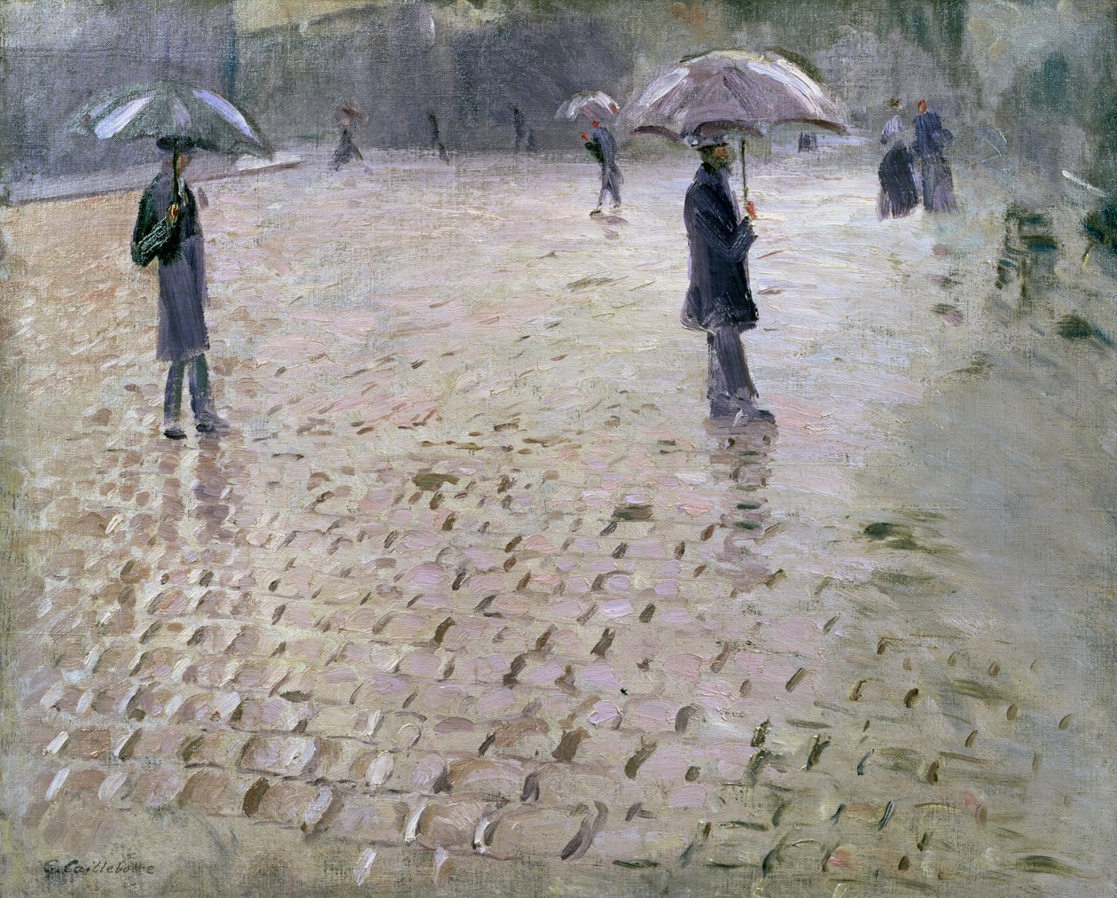 Studie pro pařížskou ulici, deštivý den, 1877 od Gustave Caillebotte