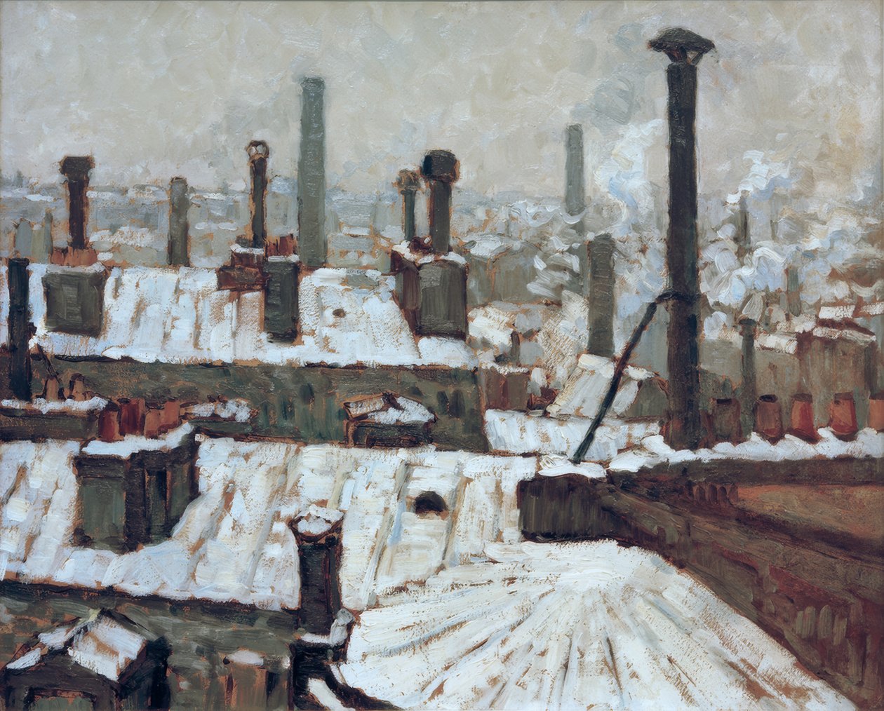 Zasněžené střechy od Gustave Caillebotte