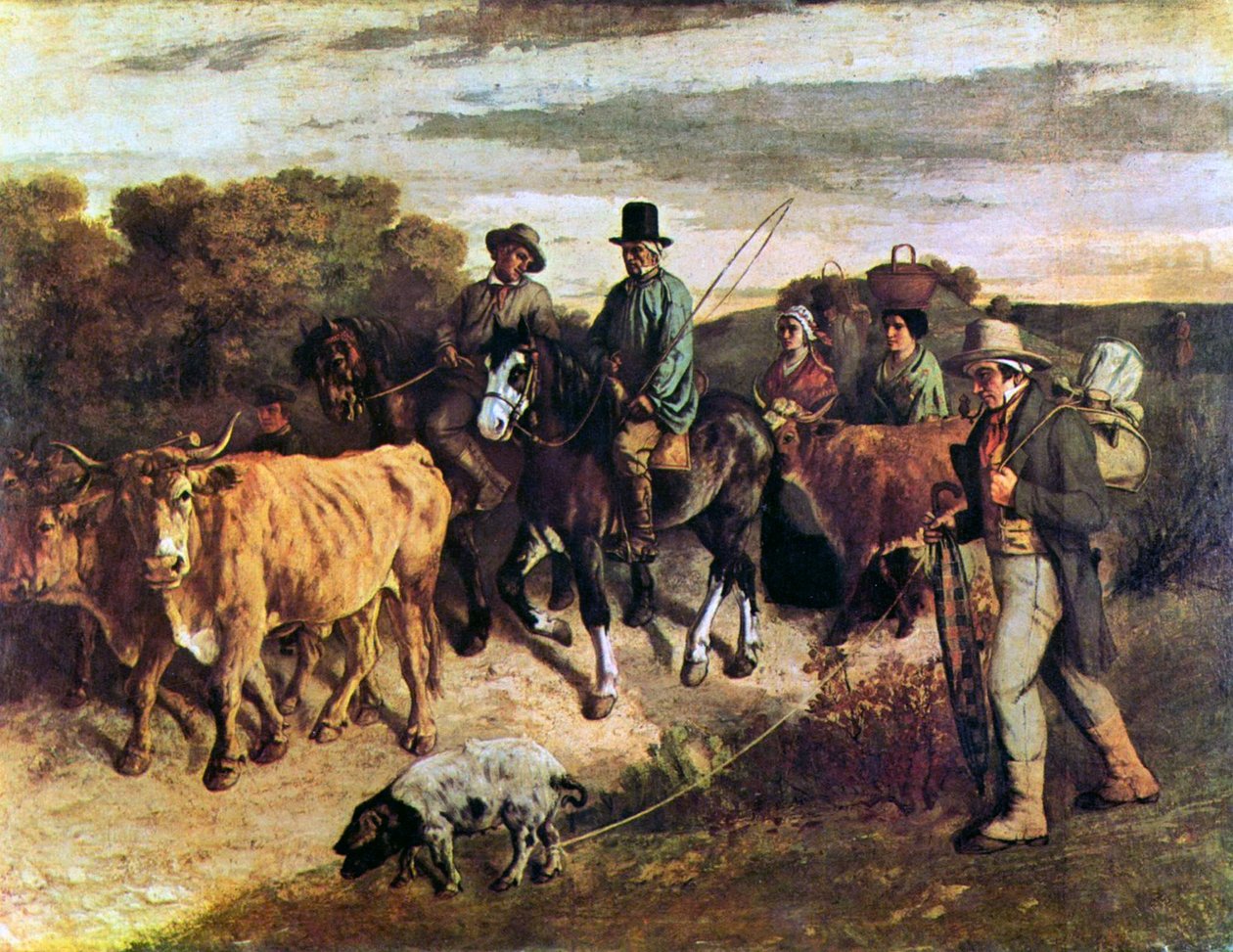 Flagey farmáři vracející se z trhu od Gustave Courbet