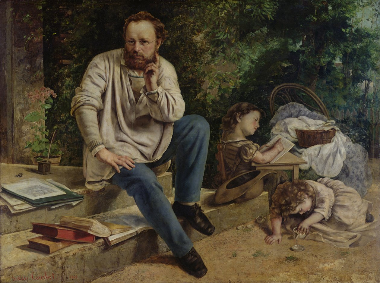Pierre Joseph Proudhon (1809-65) a jeho děti v roce 1853, 1865 (viz 99577 pro podrobnosti) od Gustave Courbet