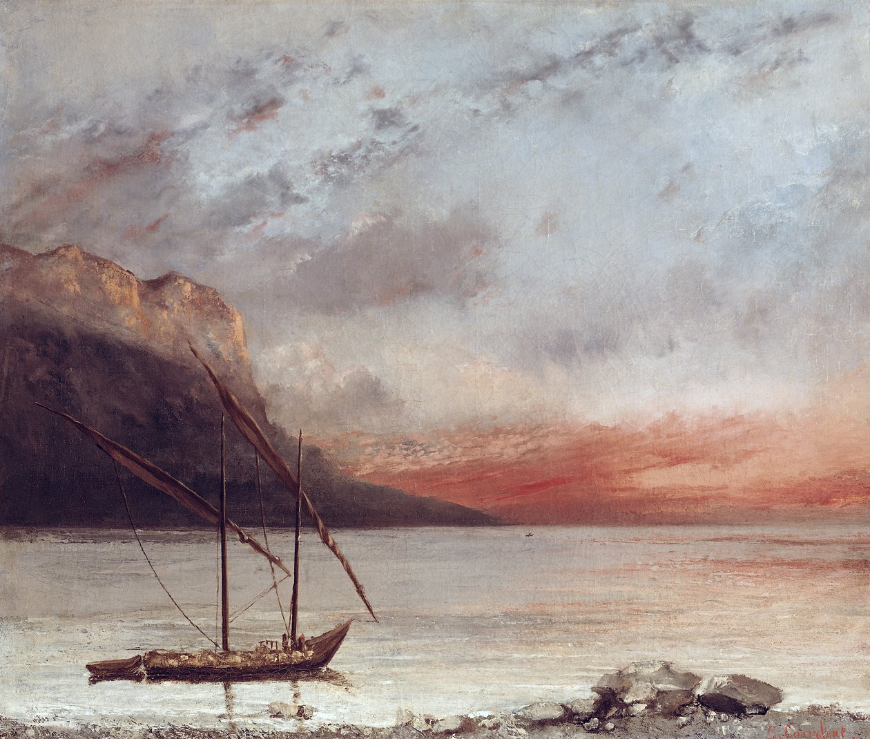 Západ slunce nad jezerem Leman, 1874 od Gustave Courbet