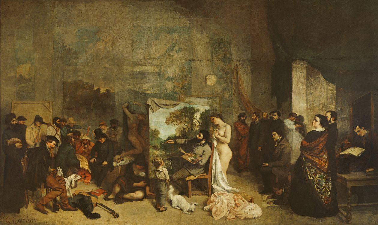 Ateliér malíře, skutečná alegorie, 1855 od Gustave Courbet
