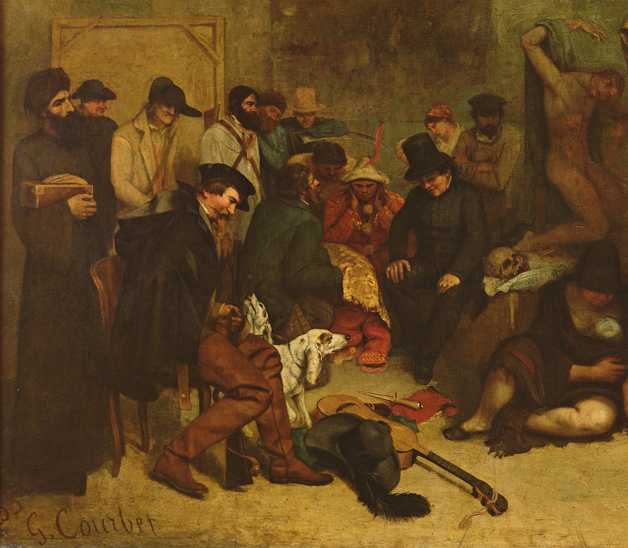 Ateliér malíře, skutečná alegorie, 1855 detail olej na plátně z roku 19190 od Gustave Courbet