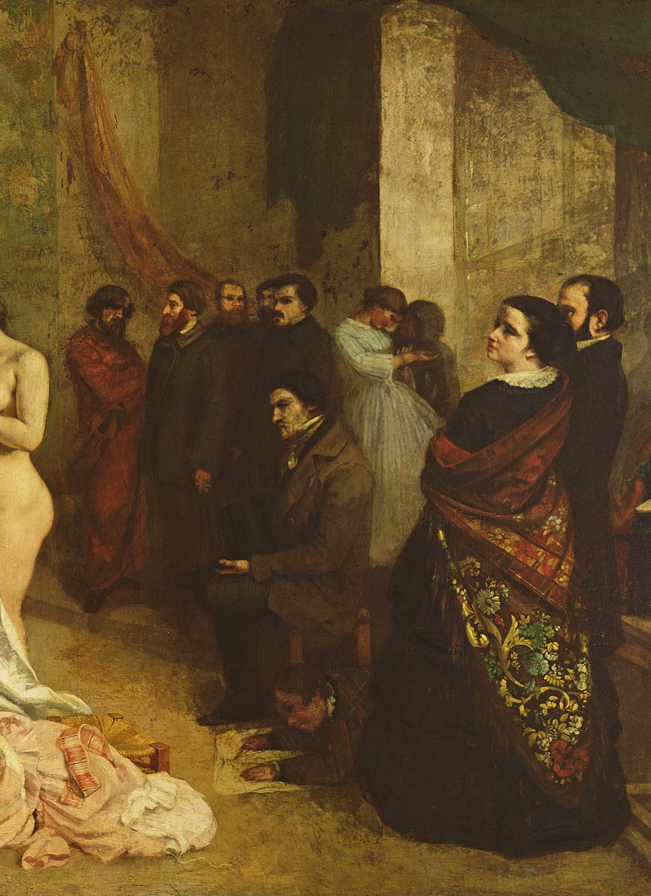 Ateliér malíře, skutečná alegorie, 1855 detail olej na plátně z roku 19190 od Gustave Courbet