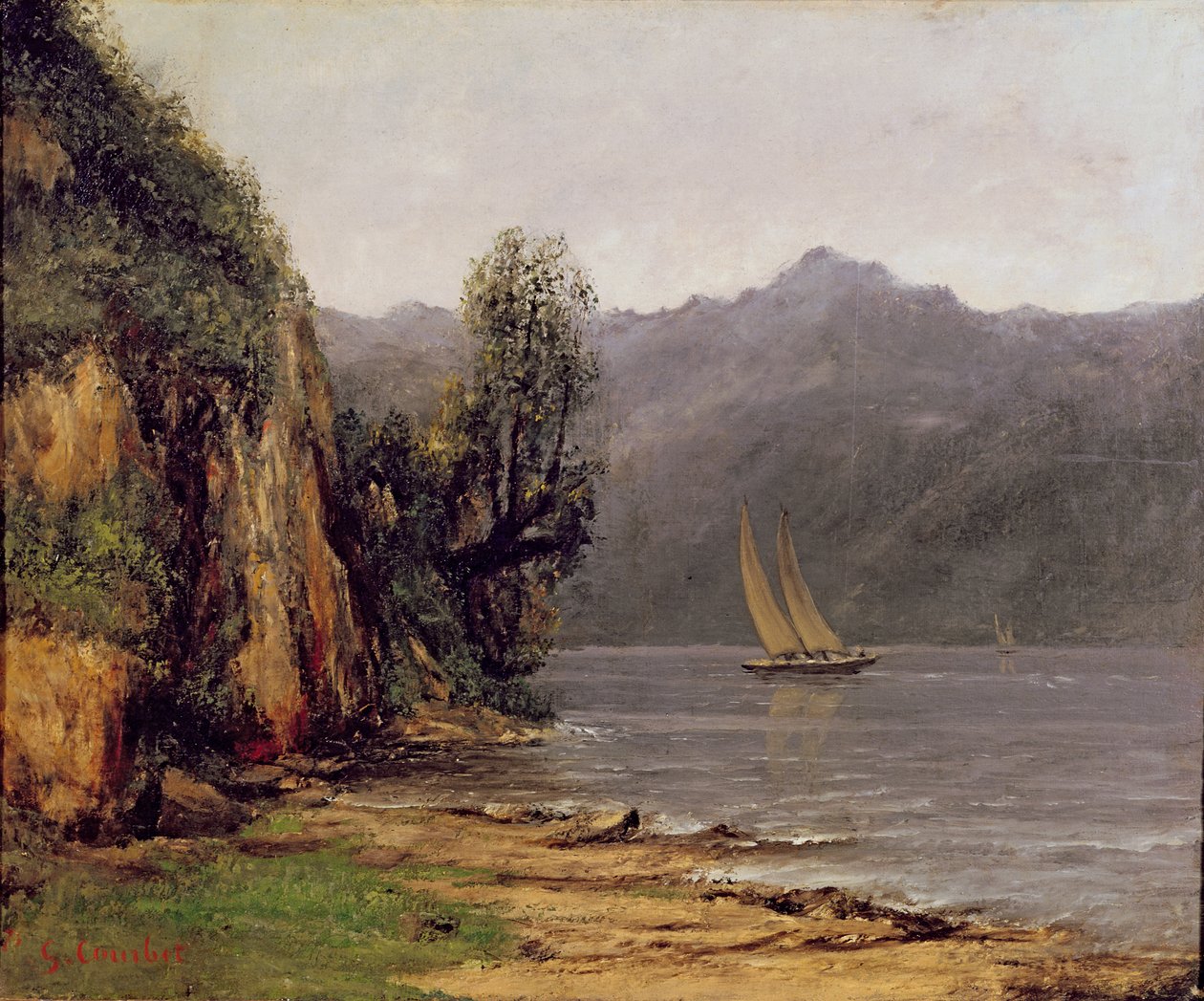 Pohled na jezero Leman, c.1873-77 od Gustave Courbet