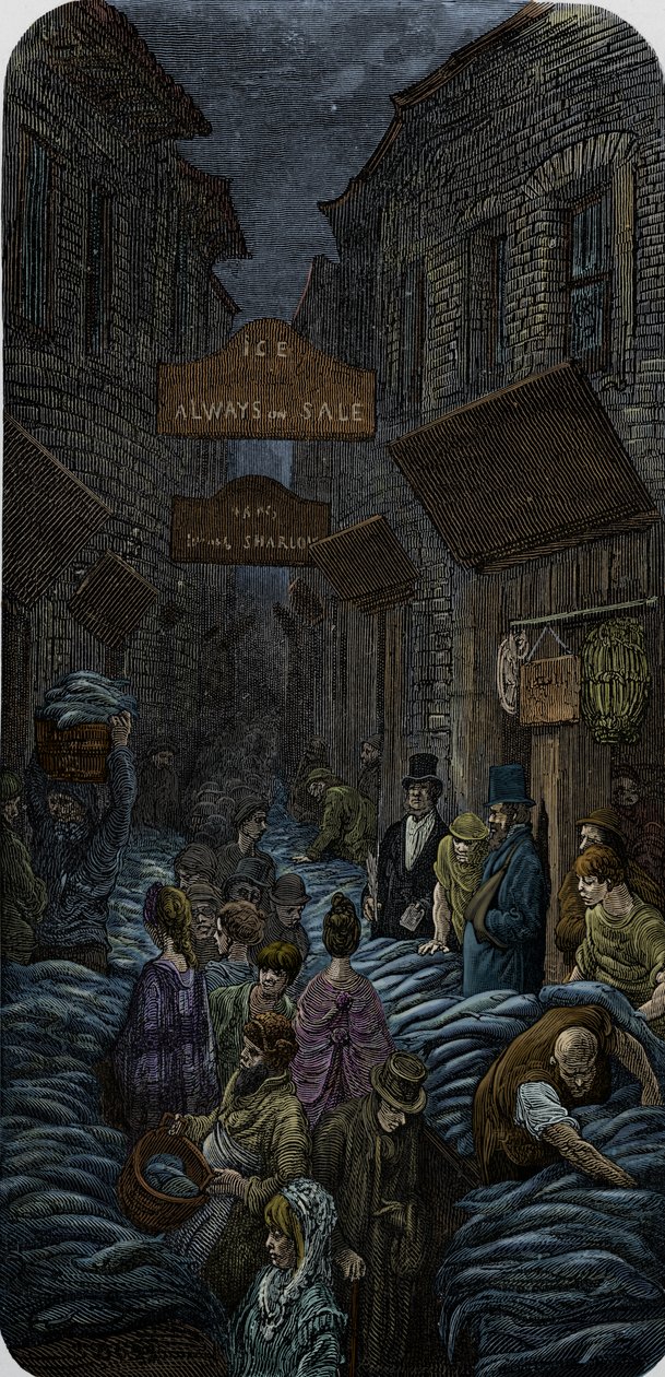 Viktoriánský rybí trh od Gustave Dore