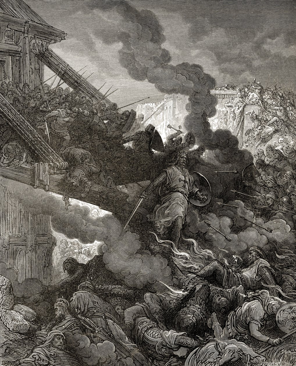 Godfrey (asi 1060-1100) vstupuje do Jeruzaléma, ilustrace z 