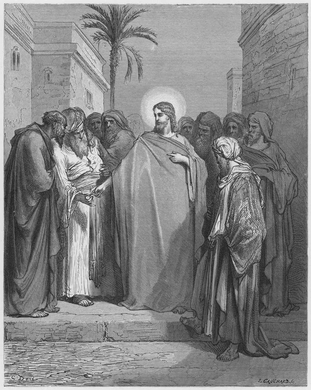 Gustave Dore Bible: Christ and the Tribute Money od Gustave Dore