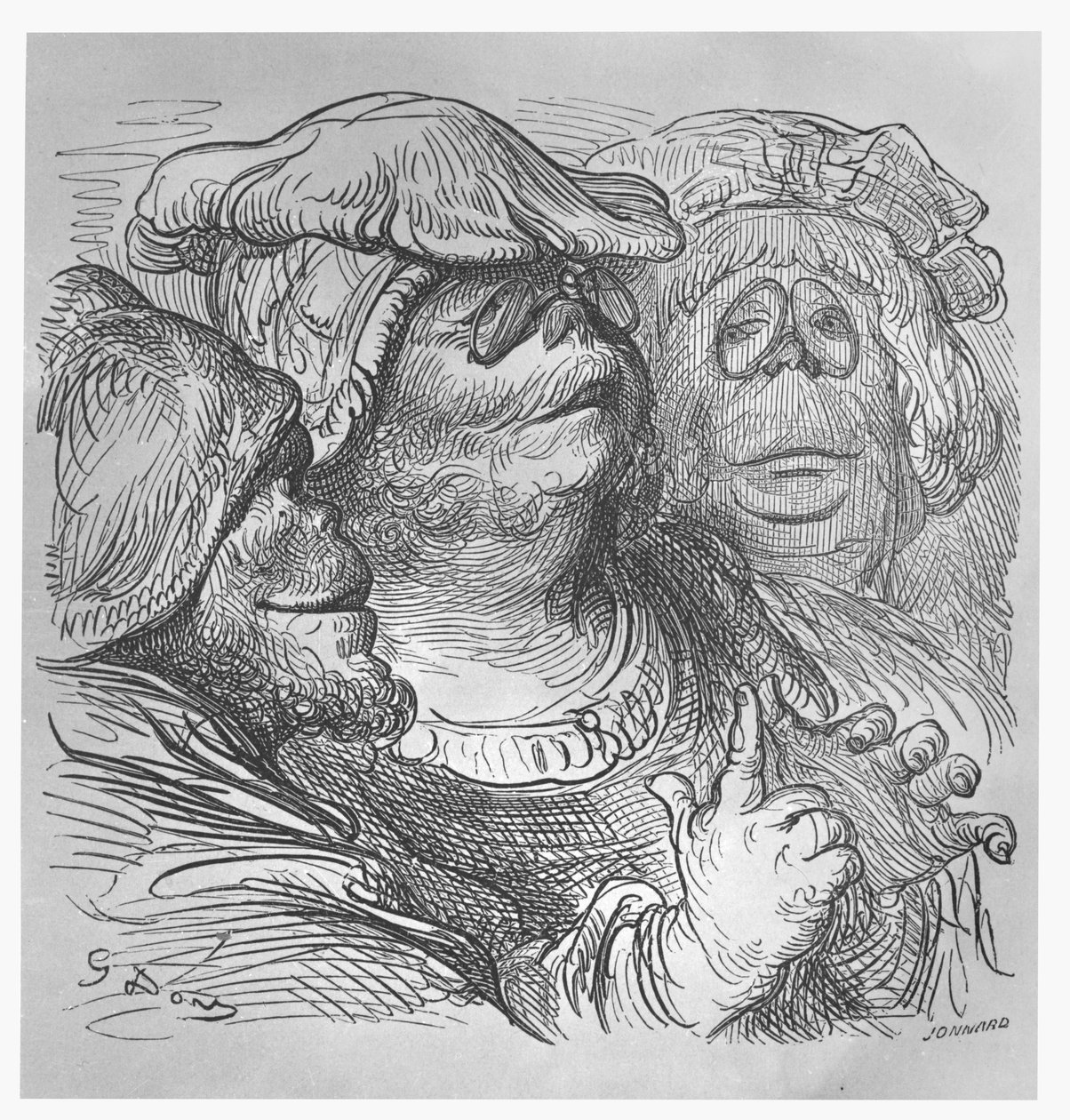 Obyvatelé ostrova Ennasin, ilustrace z „Gargantua a Pantagruel“, od Françoise Rabelaise od Gustave Dore