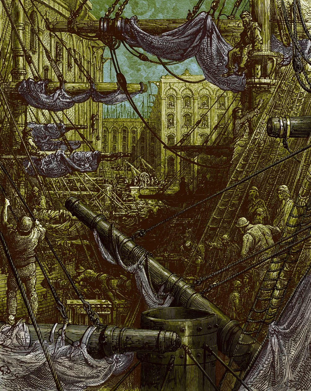 Uvnitř doků od Gustava Doré od Gustave Dore