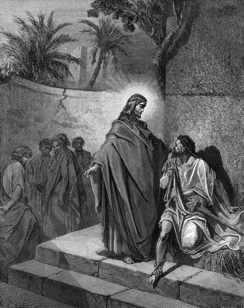 Ježíš uzdravuje ochrnutého muže - Bible od Gustave Dore
