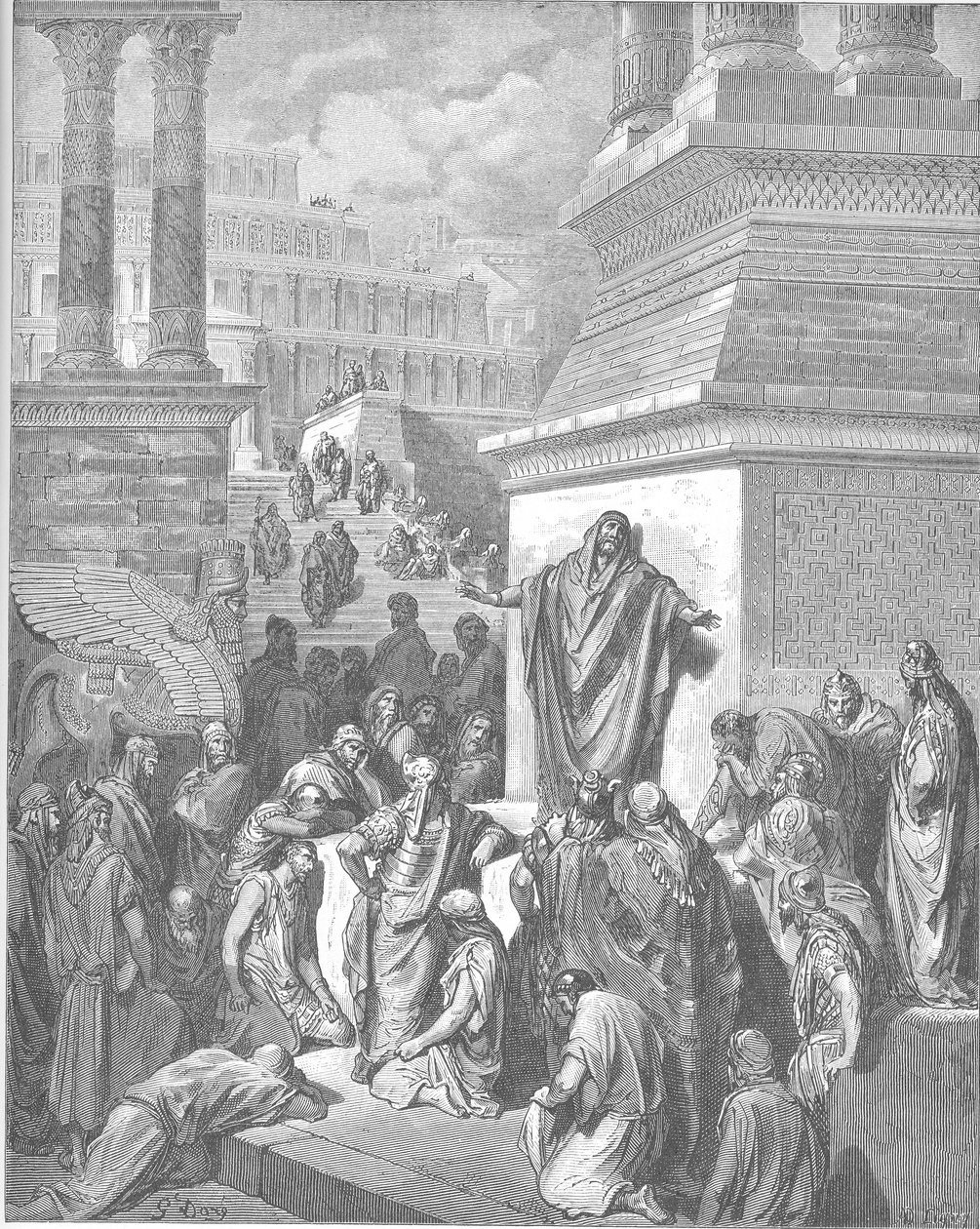 Jonah káže Ninevitům od Gustave Dore
