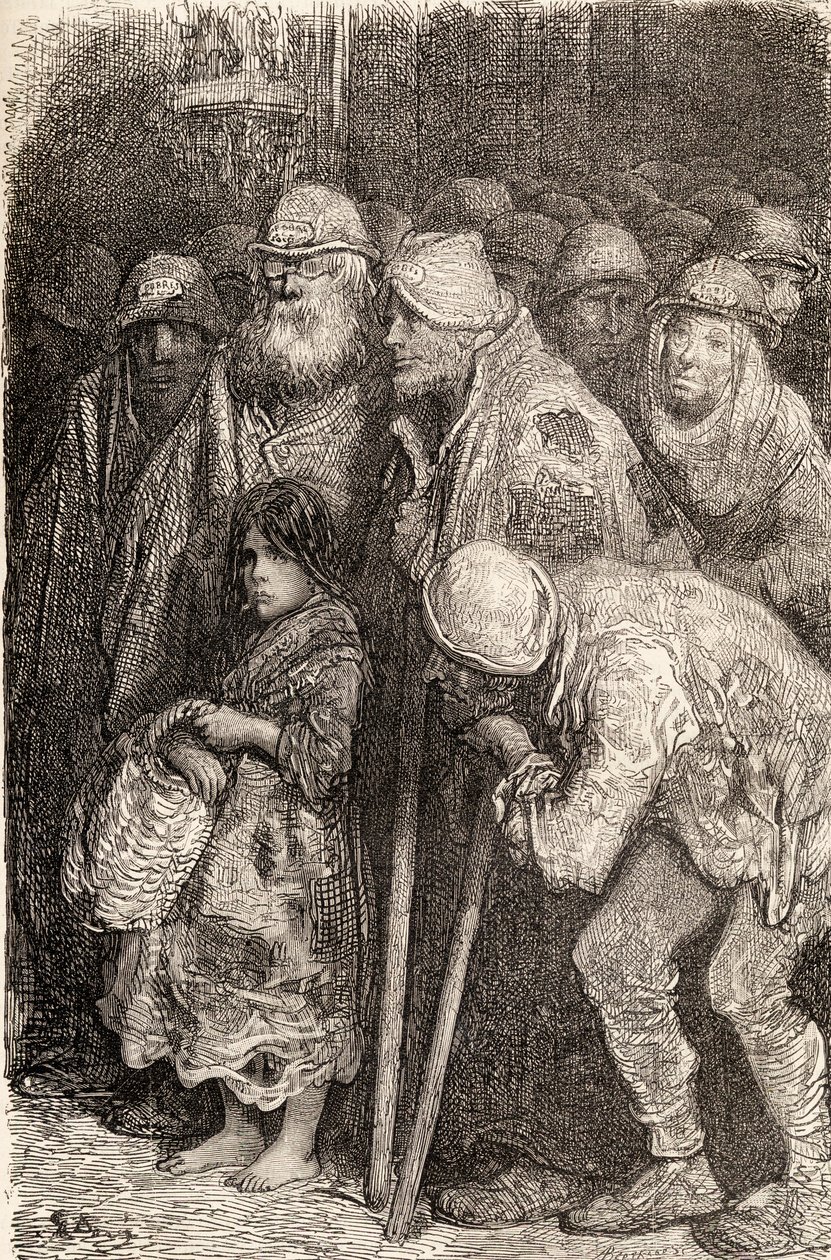 Španělští žebráci z Burgosu, Španělsko v 19. století, 1878 (dřevoryt) od Gustave Dore
