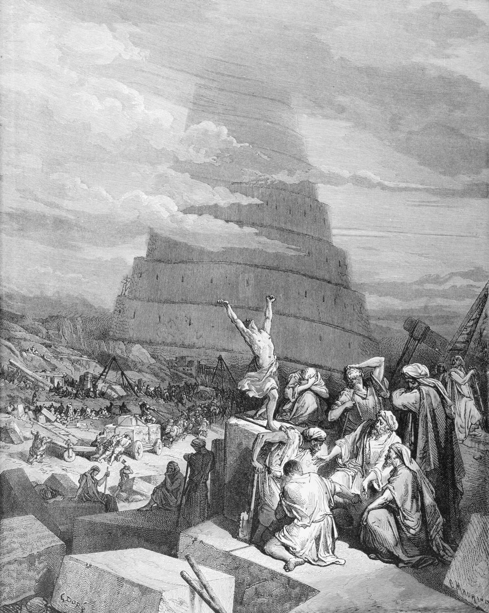 The Confusion of Tongues, vyryl C. Maurino, c.1868 od Gustave Dore