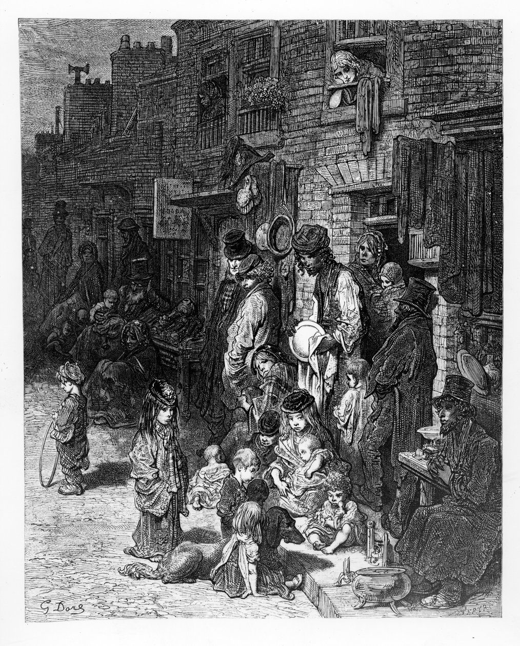 Wentworth Street, Whitechapel, z filmu „Londýn, pouť“ od Williama Blancharda Jerrolda, 1872 od Gustave Dore