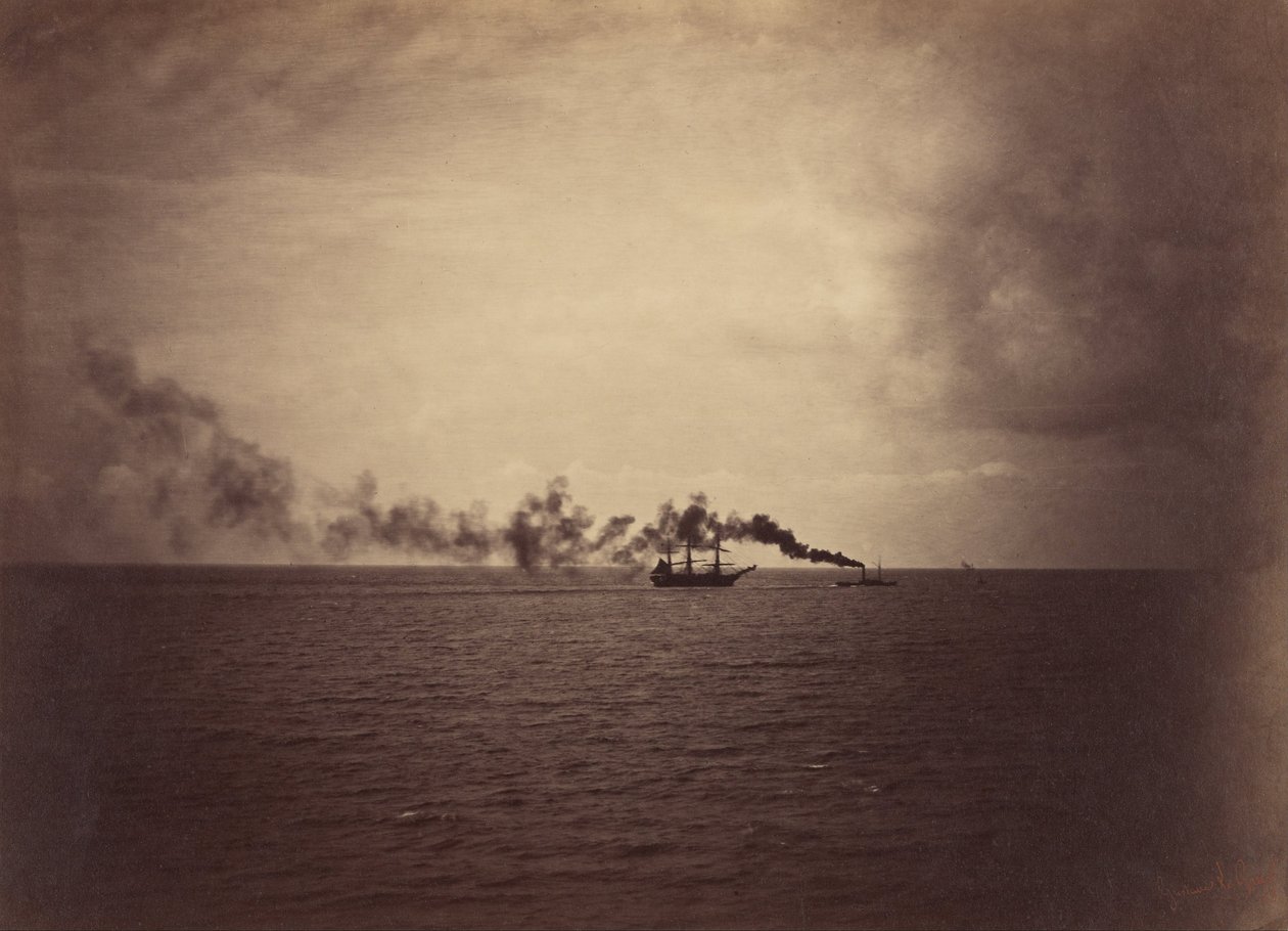 Přímořská krajina s plachetnicí a remorkérem od Gustave Le Gray